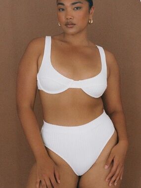 Ochre Lane Ribbed Toweling Bikini in Cream
